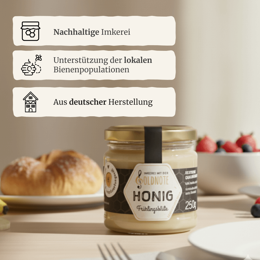 Nachhaltig geimkerter Frühlingsblütenhonig aus Bayern – Imkerei mit der Goldnote