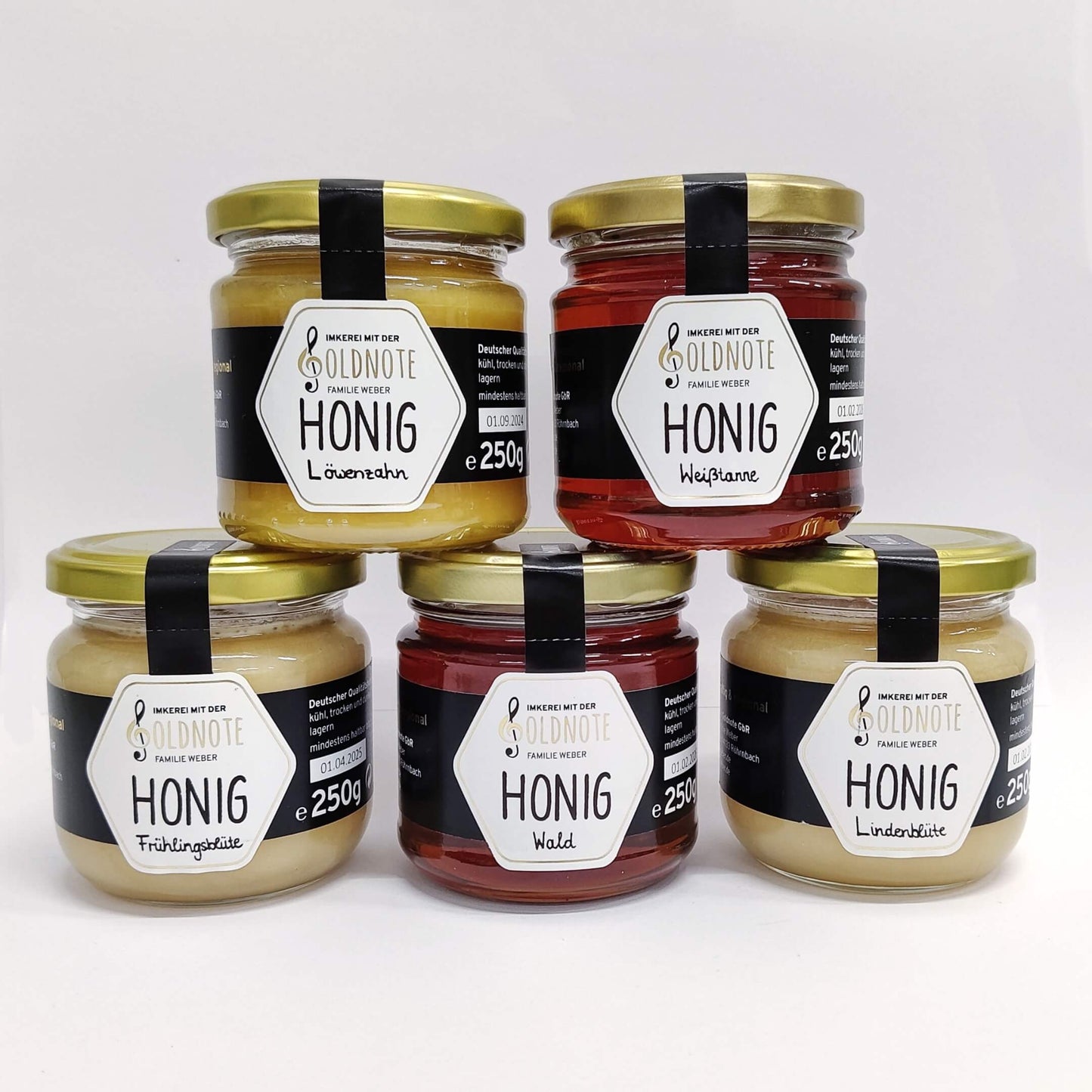 Honig Probier-Set (5 verschiedene Sorten, je 250 g)