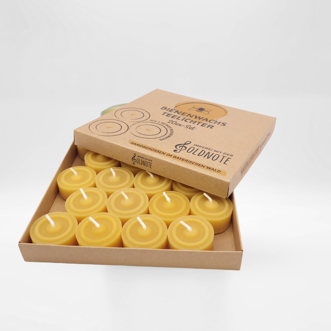 Bienenwachs Teelichter Set aus 20 Stück – handgegossen, naturbelassen und umweltfreundlich hergestellt