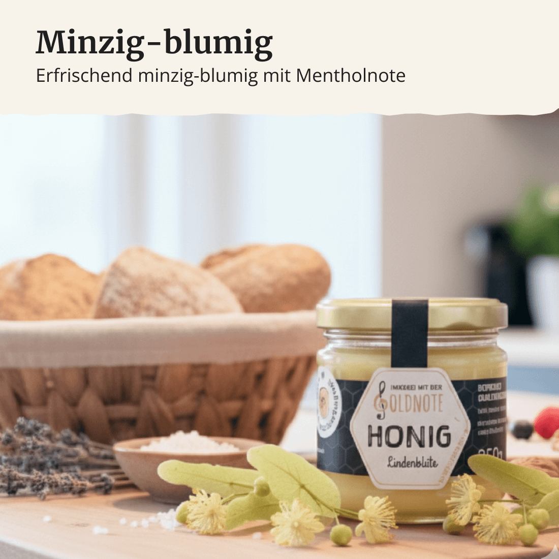 Lindenblütenhonig auf Brot – minzig-blumiger Genuss der Imkerei mit der Goldnote