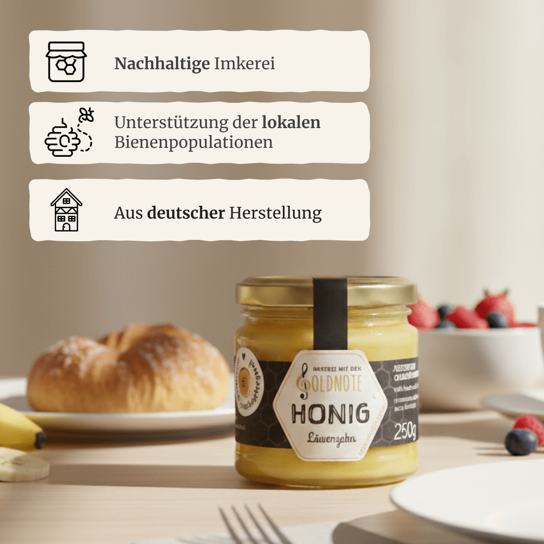 Nachhaltig geimkerter Löwenzahnhonig – kräftig-aromatisch, Imkerei mit der Goldnote